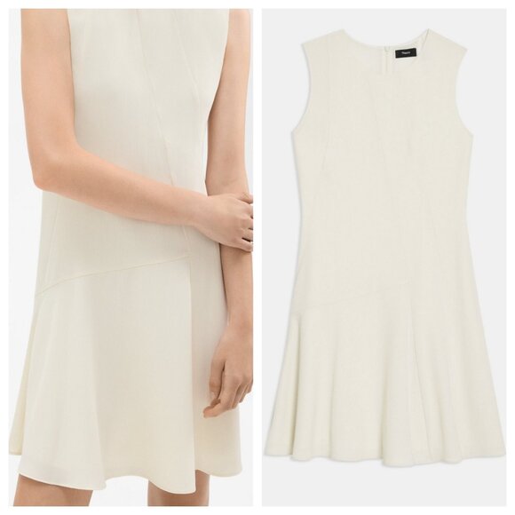 Theory Fit-and-Flare Dress in Striped Admiral Crepe - Picture 3 of 7